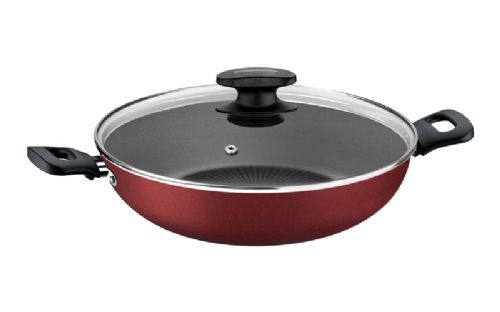 PANELA WOK ALUMNIO 28 CM LORETO VERMELHO COM REVESTIMENTO INTERNO E EXTERNO .